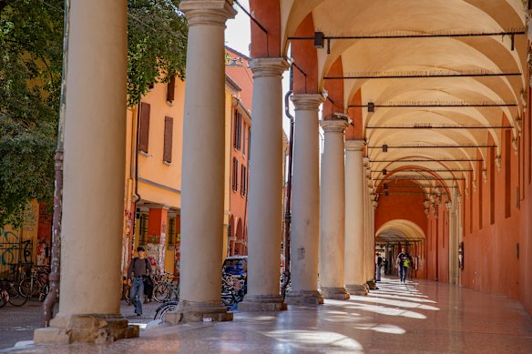 Portico at Via delle Belle Arti, in the university district.
