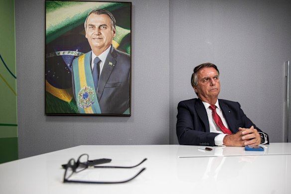 Former president Jair Bolsonaro at Partido Liberal headquarters in Brasilia, Brazil, in January.