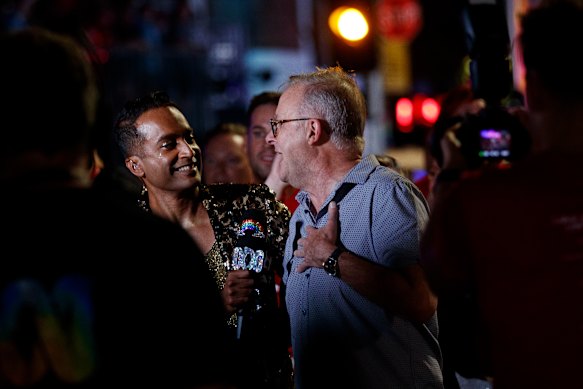 Anthony Albanese made history at the 45th annual Gay and Lesbian Mardi Gras parade.