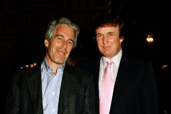 Jeffrey Epstein and Donald Trump at Mar-a-Lago in Palm Beach, Florida, in 1997.