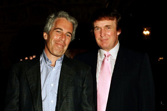 Epstein and Donald Trump at Mar-a-Lago in Palm Beach, Florida, in 1997.