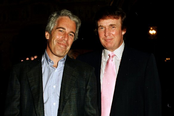 Jeffrey Epstein and Donald Trump in Palm Beach, Florida, in 1997.
