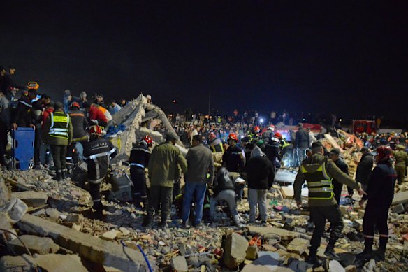 The buildings were reduced to piles of rubble.
