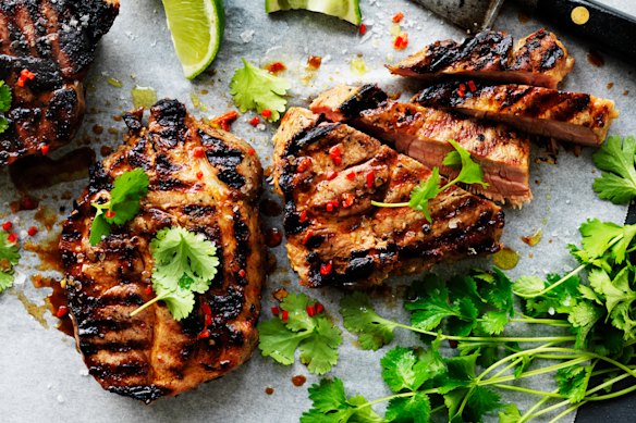 Coconut and chilli pork steaks.