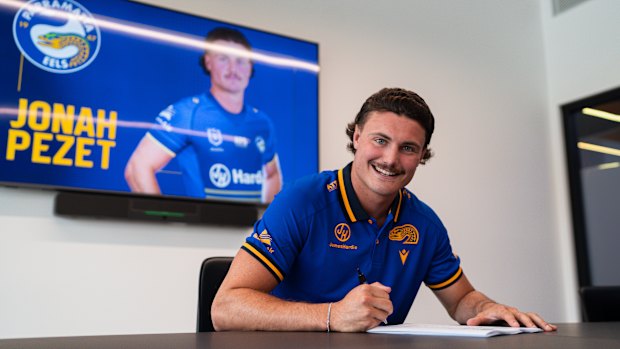 Jonah Pezet signs for the Parramatta Eels.