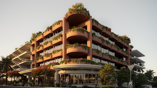 Artistic render of the new building proposed for 53 Racecourse Road in Hamilton, Brisbane.