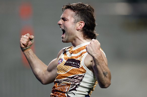 Nick Watson celebrates a goal.