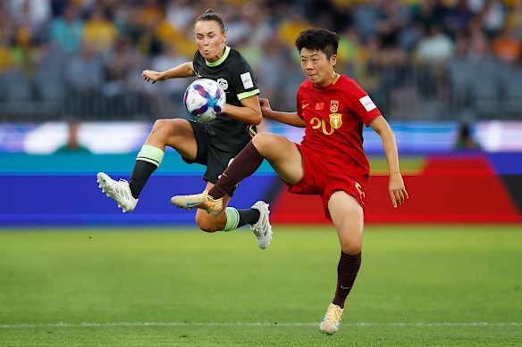 Caitlin Foord scored Australia’s first goal and was in everything.