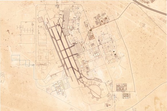 This satellite image shows the Al Udeid Air Base outside of Doha, Qatar, on June 15.
