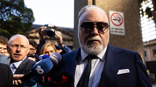Kyle Sandilands arriving at the Law Courts complex in Sydney in late April.