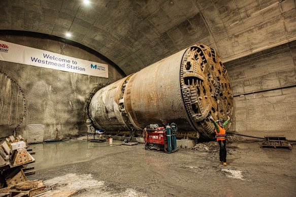 MP Julia Finn in the Metro West tunnel beneath Westmead.