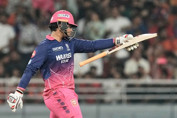 Teen prodigy Vaibhav Suryavanshi celebrates his 50 in the IPL clash against the Sunrisers.