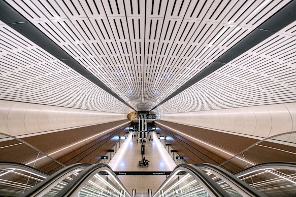 The underground Victoria Cross metro station in North Sydney was opened to passengers in August last year. 