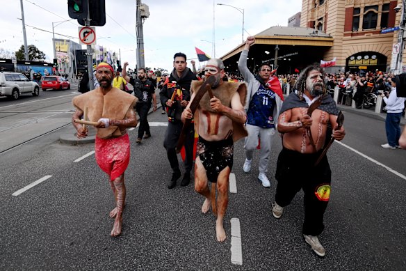 The “Sovereignty never ceded” rally in Melbourne’s CBD on Saturday.