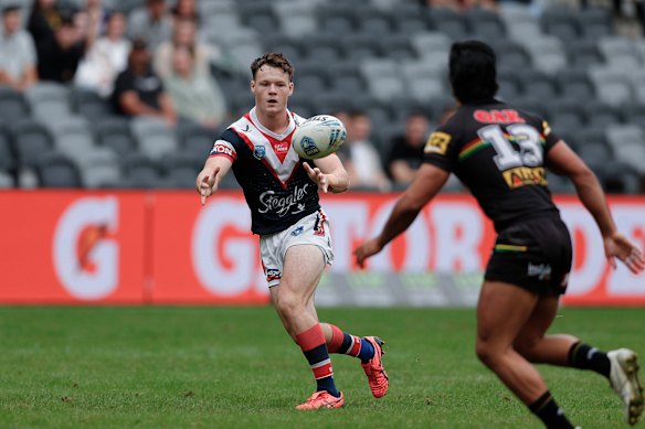 Ethan Strange in action for the Roosters’ SG Ball side in the 2022 grand final against Penrith.
