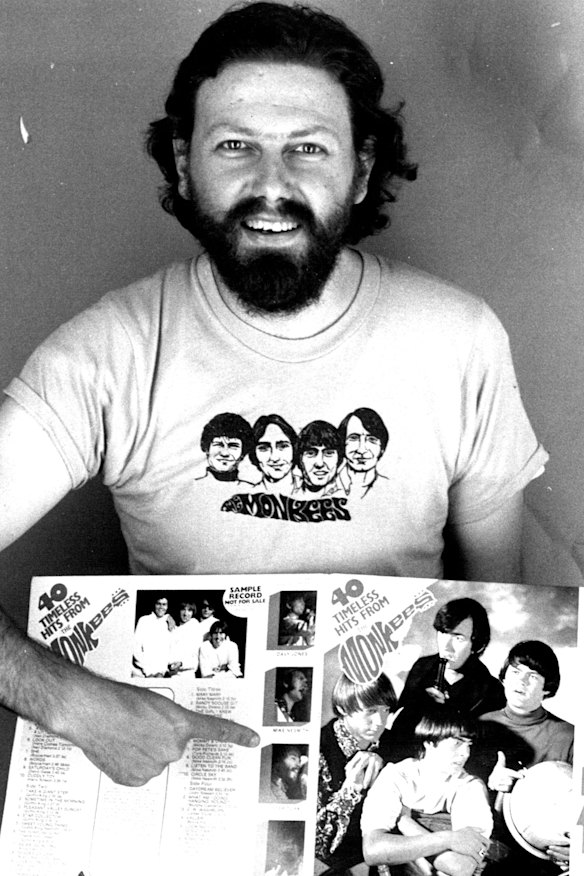 Baker with his beloved Monkees album in 1979.