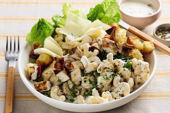 Chicken caesar pasta salad is a guaranteed crowd-pleaser.