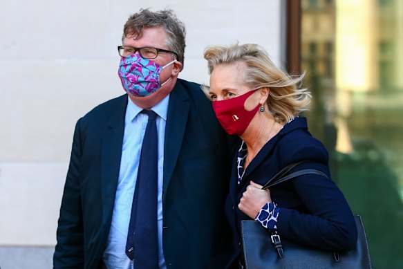 The “Posh and Becks” of the City: Crispin Odey and his then wife Nichola Pease outside Westminster Magistrates’ Court in London in 2021.