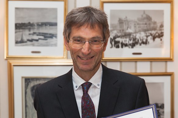 Associate Professor Tilman Ruff with his Nobel Peace Prize in 2017.