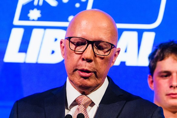 Then-opposition leader Peter Dutton concedes defeat on May 3.