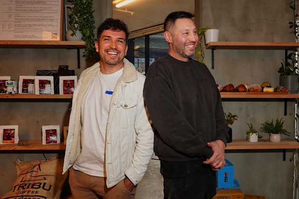 Dulce Bakehouse owner Eddie Segovia (right) with Tribu Coffee’s David Armando.
