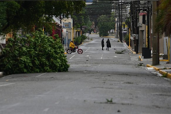 Streets are close to deserted in Kingston, Jamaica.