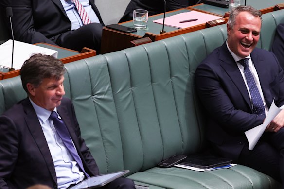 Two leading Liberal frontbenchers Angus Taylor and Tim Wilson.