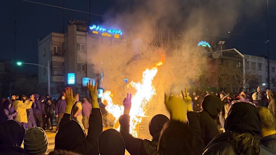 Iranians protesting against the government in Tehran earlier this month.