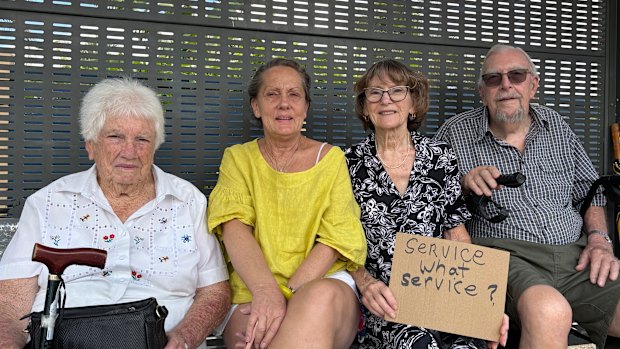 Sandra (second from left) with other Acacia Ridge residents affected by route changes on Thursday. 