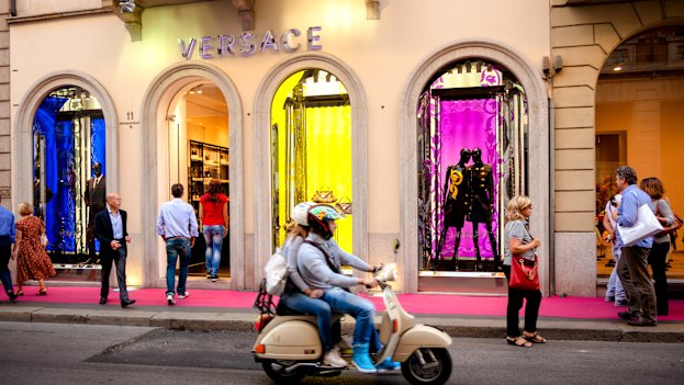 A familiar Italian house of style on Via Montenapoleone in Milan’s fashion district.