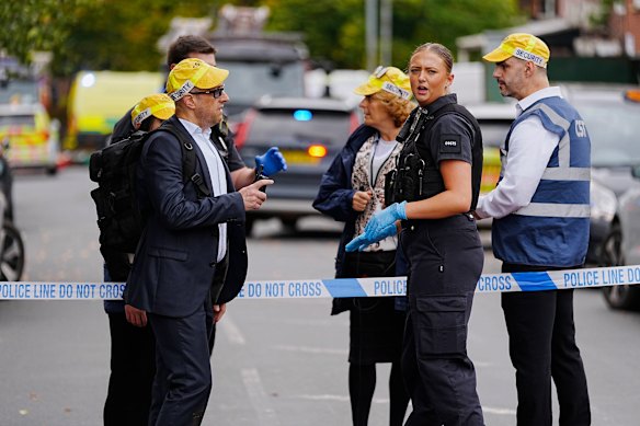 Emergency services at the scene of a stabbing at Heaton Park Hebrew Congregation synagogue in Crumpsall. 