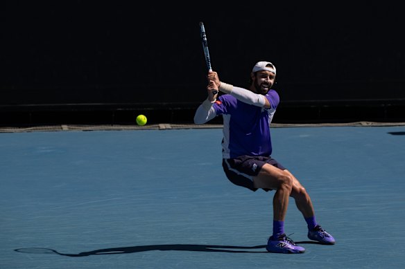 Thompson during his second round match against Nuno Borges.