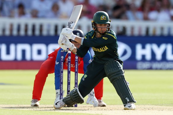 Phoebe Litchfield of Australia plays a shot.