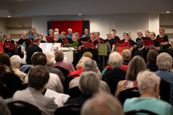 The choir performing at the Christmas concert on Sunday.