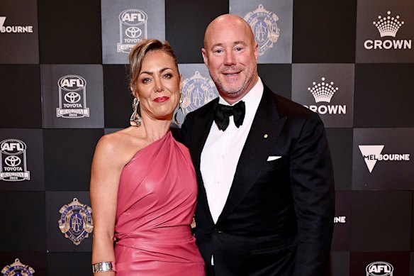 Luke and Cate Sayers at the Brownlow Medal in September 2024, shortly before the photo scandal erupted.