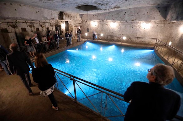 A view of the river in the Bourbon tunnels, an underground way used by the military during World War II.