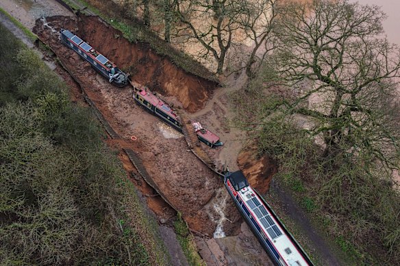 Owners had to be rescued after their boats were caught up in the collapse.