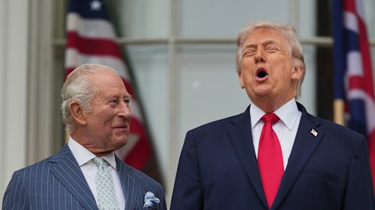 Britain’s King Charles with US President Donald Trump on the South Lawn of the White House during his visit last week.