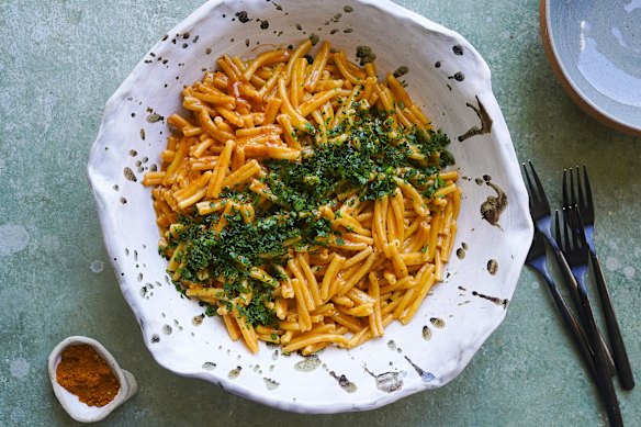 Old Bay seasoning adds an instant jolt of flavour to a simple noodle dish.