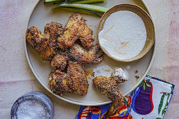 Riffing on buffalo wings, these Old Bay wings with blue cheese dressing are ready in a flash.