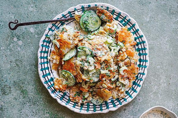 Two TikTok recipes collide in this crispy pickle potato salad.
