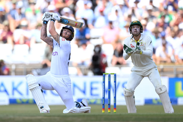 Ben Stokes blasts his way to a brutal, and match-changing 80, on day two of the third Ashes Test at Headingley in 2023.