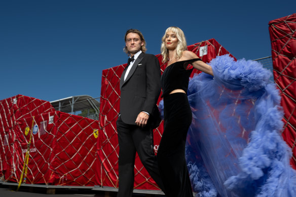 Grand Prix ambassadors Darcy Moore and Dee Salman on pit lane.