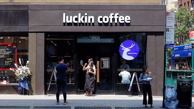 An outlet of Chinese-owned Luckin Coffee on Manhattan.