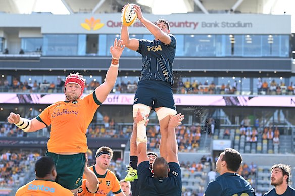 Harry Wilson goes up for a lineout.