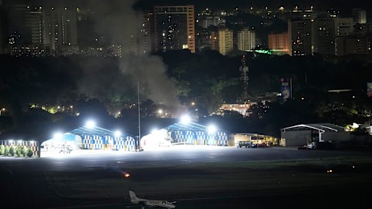 At least seven explosions have been reported, while the sound of aircraft could also be heard. 