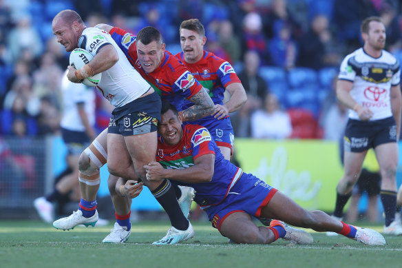 Matt Scott pictured during his last  NRL lucifer  for the North Queensland Cowboys against the Newcastle Knights.