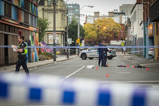 Police at the scene of a drive-by shooting at Love Machine nightclub in Prahran in 2019.