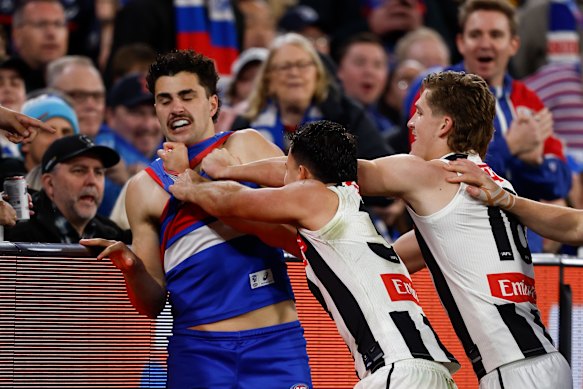 Joel Freijah and Nick Daicos weren’t afraid to mix things up physically.