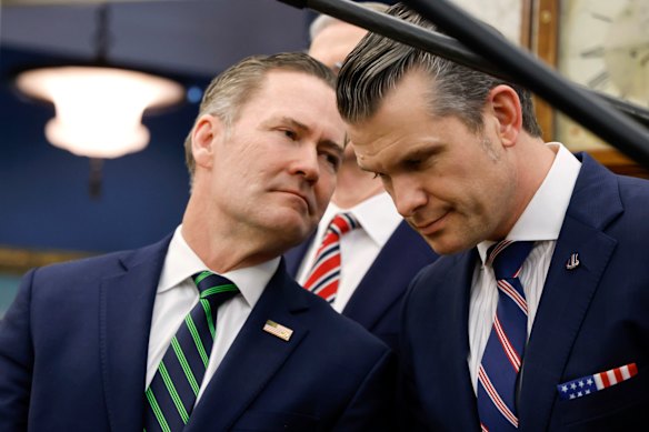 White House national security adviser Mike Waltz, left, and Defence Secretary Pete Hegseth.